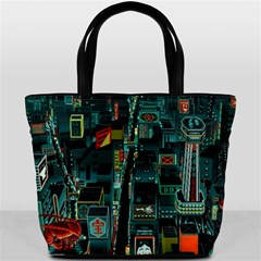 Art Cityscape Japanese Bucket Bag by Perong