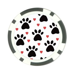 Dog Paw Vector Seamless Pattern With Hearts Poker Chip Card Guard (10 Pack) by Perong