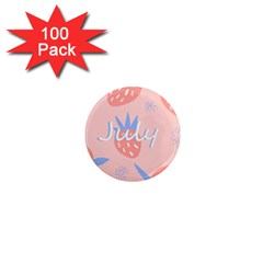 July Summer Strawberry Pink Berry 1  Mini Magnets (100 Pack)  by Grandong