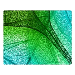 3d Leaves Texture Sheet Blue Green Premium Plush Fleece Blanket (large) by Cemarart