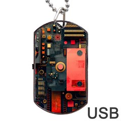 Tech Technology Pattern Dog Tag Usb Flash (two Sides) by Salmanaz77