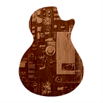 Tech Technology Pattern Guitar Shape Wood Guitar Pick Holder Case And Picks Set Front