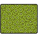 Kiwi Fruit Pattern Green Background Two Sides Fleece Blanket (Medium) 58.8 x47.4  Blanket Front