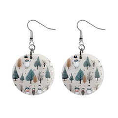 Snowman Snow Christmas Mini Button Earrings by Ravend