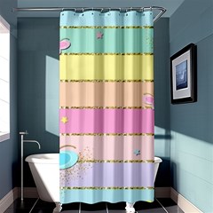 Pastel, Butterfly, Spring, Stripes, Shower Curtain 36  X 72  (stall)  by kyorashop23