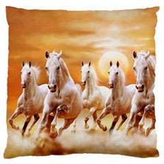 Seven Horses, Sun Standard Premium Plush Fleece Cushion Case (two Sides) by kyorashop23