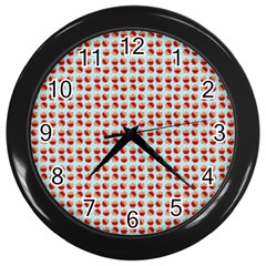 Kawaii Jam Pattern Aqua Wall Clock (black) by snowwhitegirl