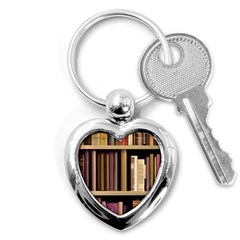 Books Bookshelves Office Fantasy Background Artwork Book Cover Apothecary Book Nook Literature Libra Key Chain (heart) by Posterlux