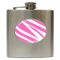 White Pink Stripes, Pattern Hip Flask (6 Oz) by kyorashop23