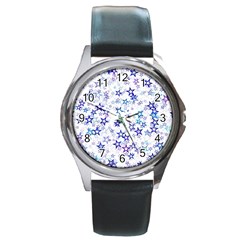 Christmas Stars Background Round Metal Watch by Posterlux