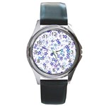 Christmas Stars Background Round Metal Watch Front