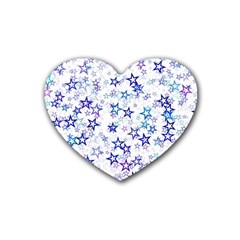 Christmas Stars Background Rubber Heart Coaster (4 Pack) by Posterlux