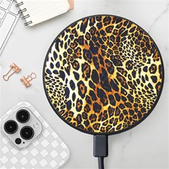 Leopard Skin Texture, Macro, Brown Wireless Fast Charger(black) by kyorashop23