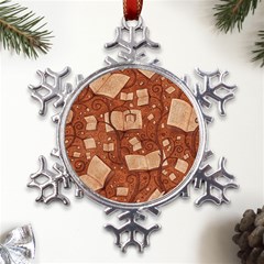 Retro Education Texture, Creative Education Background Metal Large Snowflake Ornament by kyorashop23