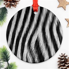 Zebra Texture, Zebra Wool, White Black Background Ornament (round) by kyorashop23