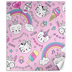 Beautiful Cute Animals Pattern Pink Canvas 20  X 24  by Grandong