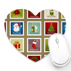 Christmas Stamp Pattern Heart Mousepad by Maspions