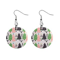 Christmas Trees Icons Mini Button Earrings by Apen