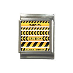 Caution Road Sign Warning Cross Danger Yellow Chevron Line Black Italian Charm (13mm) by anzea