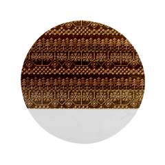 Christmas Knit Digital Marble Wood Coaster (round) by Mariart