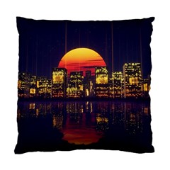 Abstract City Retro Sunset Night Standard Cushion Case (one Side) by Bedest