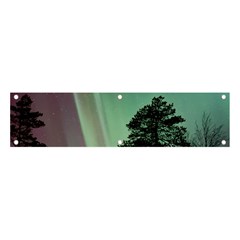 Silhouette Of Aurora Borealis Banner And Sign 4  X 1  by Bedest