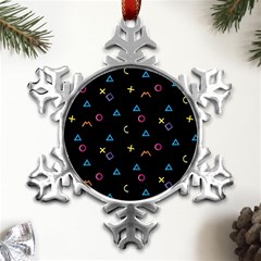 Kids , Kids , Background, Doodle Metal Small Snowflake Ornament by kyorashop23