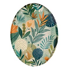 Leaves Pattern Flora Oval Glass Fridge Magnet (4 Pack)