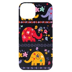 African Elephant Cute Cartoon Seamless Shading Cartoon Character Iphone 14 Black Uv Print Case by Bedest