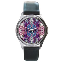 Abstract Symmetry Round Metal Watch by kaleidomarblingart