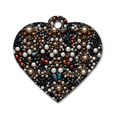 Pearls And Stones Dog Tag Heart (one Side) by dedoma