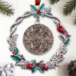 Earth Tones Fall Abstract Textured Print Metal X mas Wreath Holly leaf Ornament Front