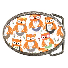 Cute Colorful Owl Cartoon Seamless Pattern Belt Buckles by Apen