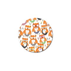 Cute Colorful Owl Cartoon Seamless Pattern Golf Ball Marker by Apen