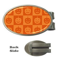 Seamless Halloween Pattern With Smiling Pumpkin 20240926 161520 0000 Money Clips (oval)  by Safari