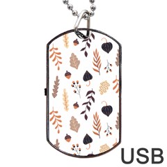 Autumn Seamless Leaves Pattern  Dog Tag Usb Flash (one Side) by Safari