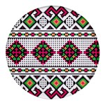 Ukrainian Folk Seamless Pattern Ethnic Ornament Border Element Traditional Round Glass Fridge Magnet (4 pack) Front