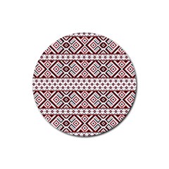 Illustration Of Ukrainian Folk Seamless Pattern Ornament Rubber Coaster (round) by Grandong