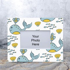 Whale Cartoon Whale Seamless Cartoon Character Animals Leaf White Tabletop Photo Frame 4 x6  by Grandong