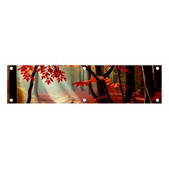 Forest Path Red Nature Banner And Sign 4  X 1  by Bedest