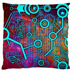 Abstract Tech Galaxy Design Large Premium Plush Fleece Cushion Case (two Sides) by ExtraAwesomeSauce