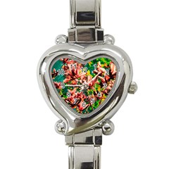 Abstract Floral Artwork Heart Italian Charm Watch by ExtraAwesomeSauce