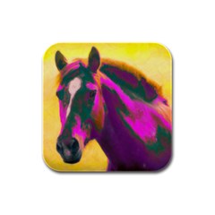 Vibrant Abstract Equine Art Rubber Square Coaster (4 Pack) by ExtraAwesomeSauce