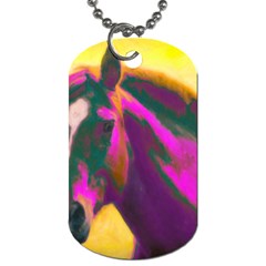 Vibrant Abstract Equine Art Dog Tag (two Sides) by ExtraAwesomeSauce