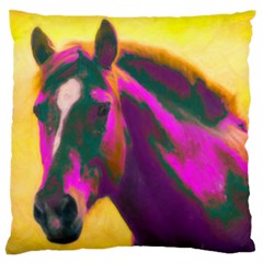 Vibrant Abstract Equine Art Standard Premium Plush Fleece Cushion Case (one Side) by ExtraAwesomeSauce