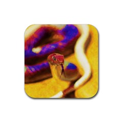 Vibrant Forked-tongue Snake Art Rubber Coaster (square) by ExtraAwesomeSauce