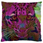 Pink and Purple Leopard Standard Premium Plush Fleece Cushion Case (One Side) Front