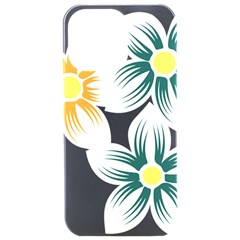 Three Flowers With Green And Orange Petals Iphone 15 Pro Max Black Uv Print Pc Hardshell Case by catchydesignhill