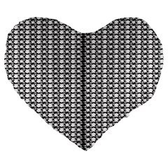 A Black And White Photo Of A Pattern Large 19  Premium Heart Shape Cushions by catchydesignhill