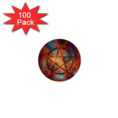 Enchanted Nebula Pentagram Art 1  Mini Buttons (100 Pack)  by ExtraAwesomeSauce